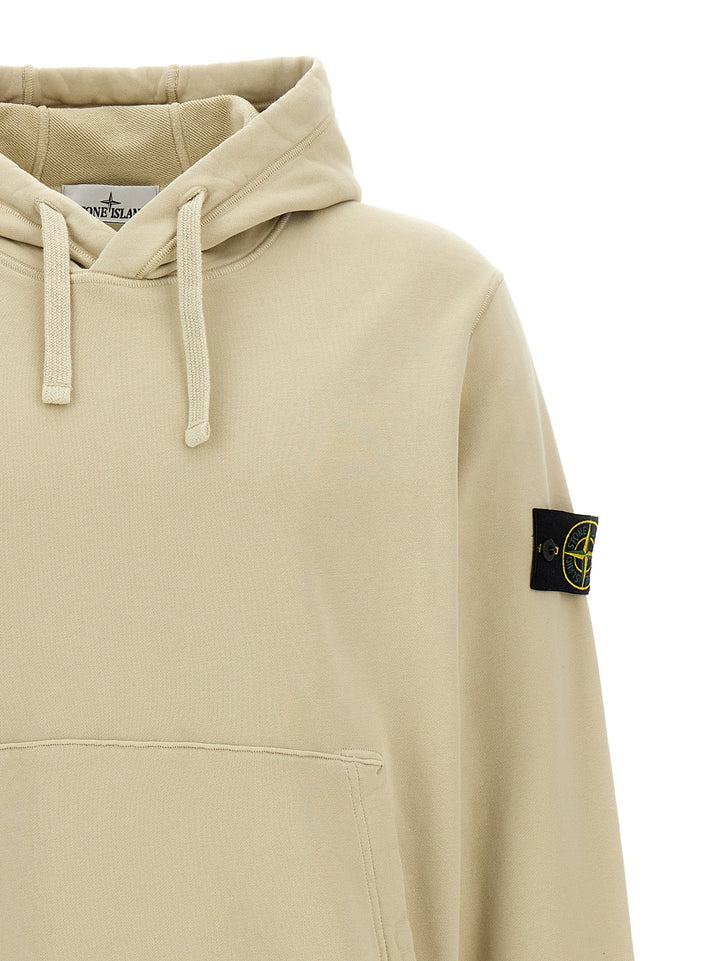 Logo Patch Hoodie Sweatshirt Beige