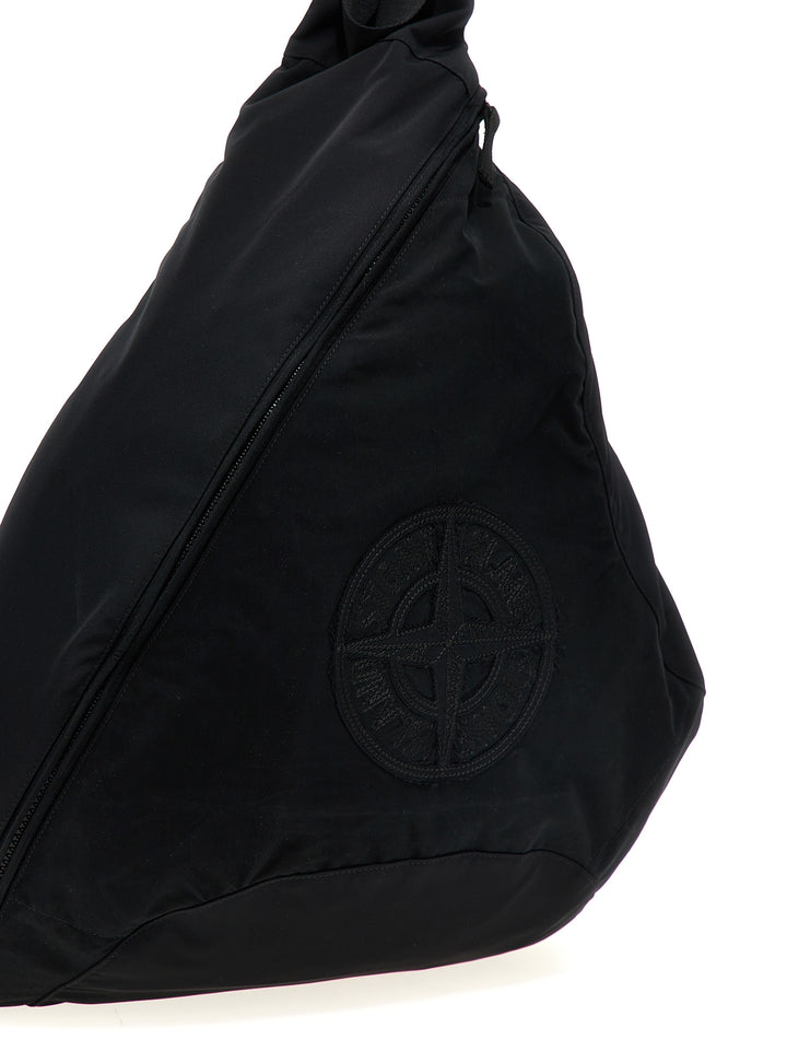 One-Shoulder Backpack With Logo Embroidery Backpacks Black