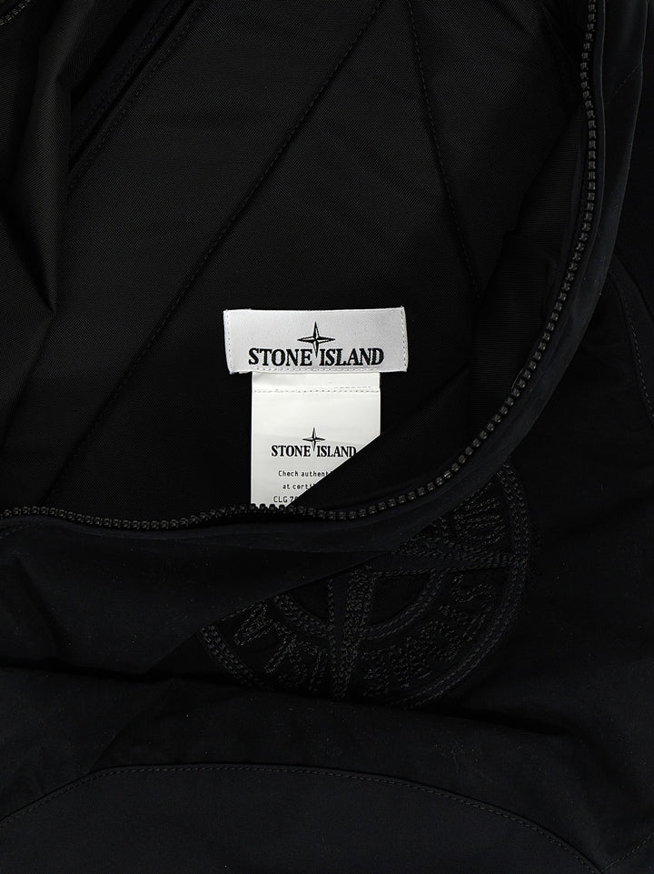 One-Shoulder Backpack With Logo Embroidery Backpacks Black