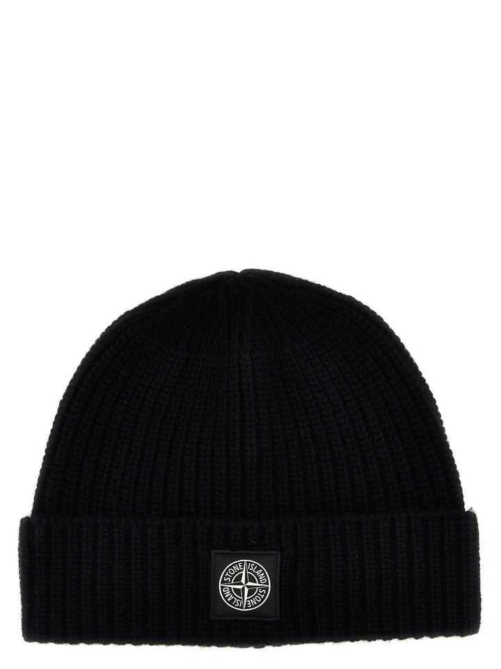 Logo Patch Beanie Hats Black