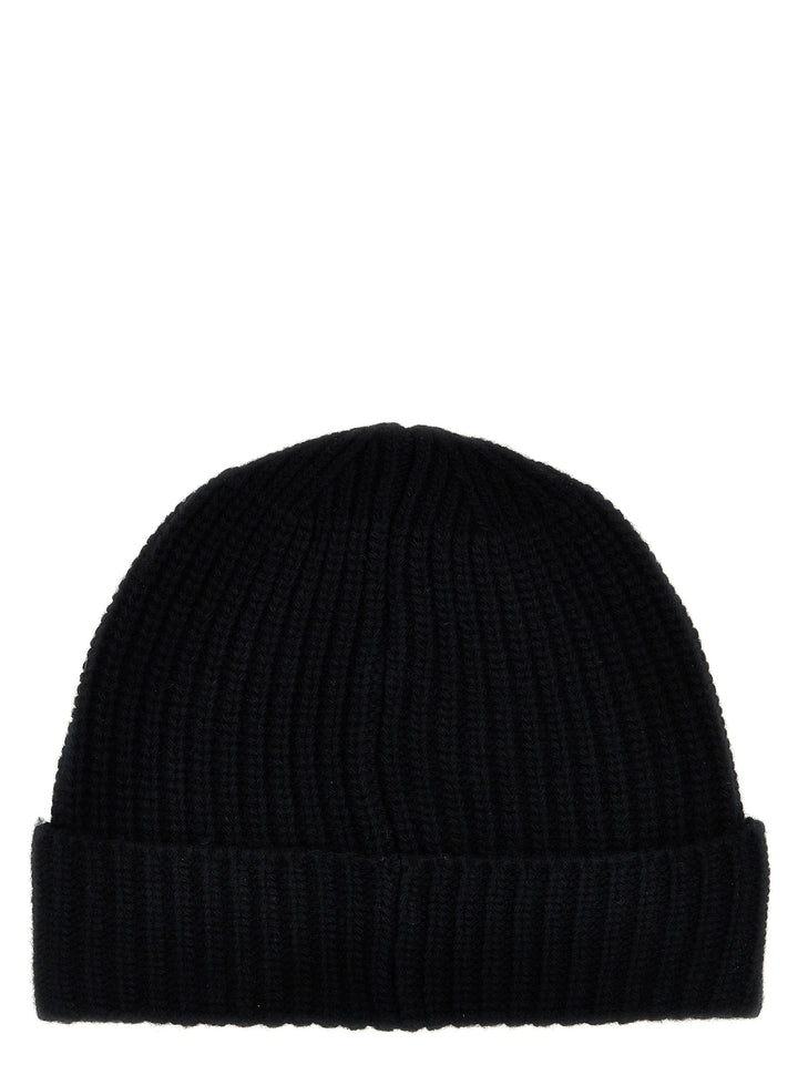 Logo Patch Beanie Hats Black