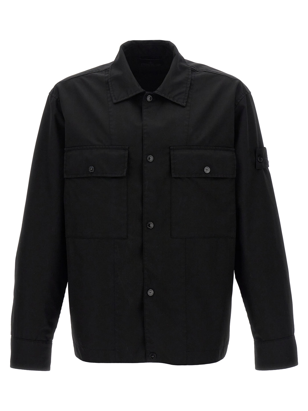 Logo Patch Overshirt Shirt, Blouse Black