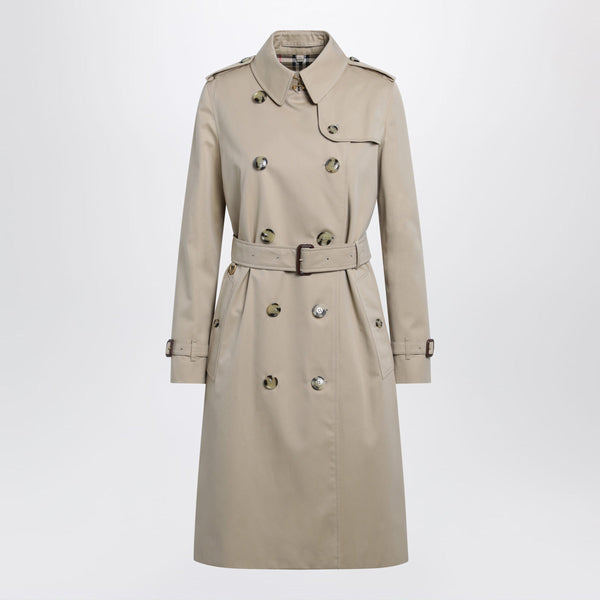 Long Kensington Heritage Cotton Trench Coat In Honey