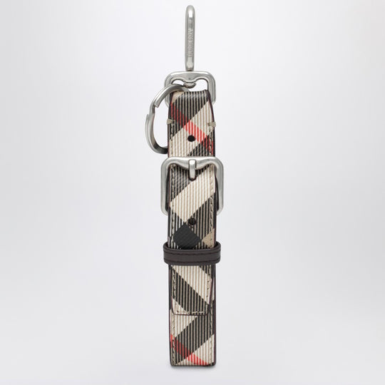 Beige Check Keychain