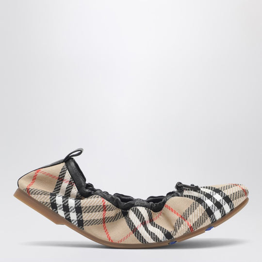 Fawn Check Ballet Flats Beige