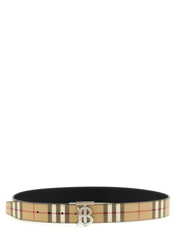Logo Buckle Reversible Belt Belts Beige