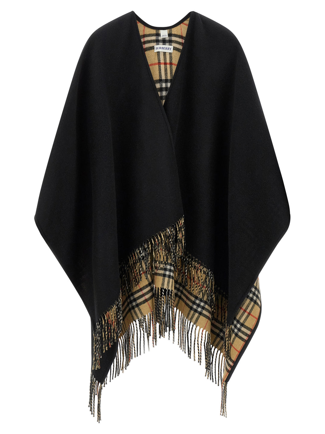 Burberry Reversible Cape Capes - Black | 284ead2d67ec690bc748f5c8fe68a8aee670c9e1