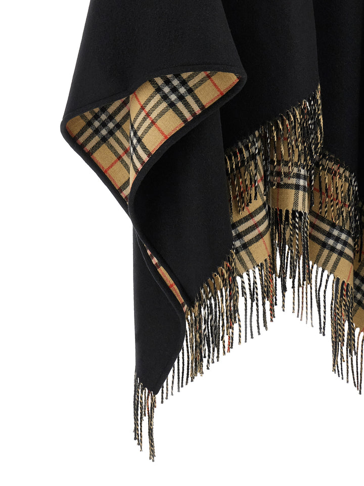 Burberry Reversible Cape Capes - Black | e460de924ccc187a8d010f7fb86d8012eff29b3c