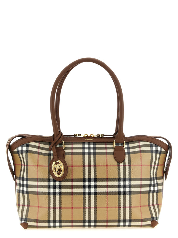 Small Check Shopping Bag Tote Bag Beige