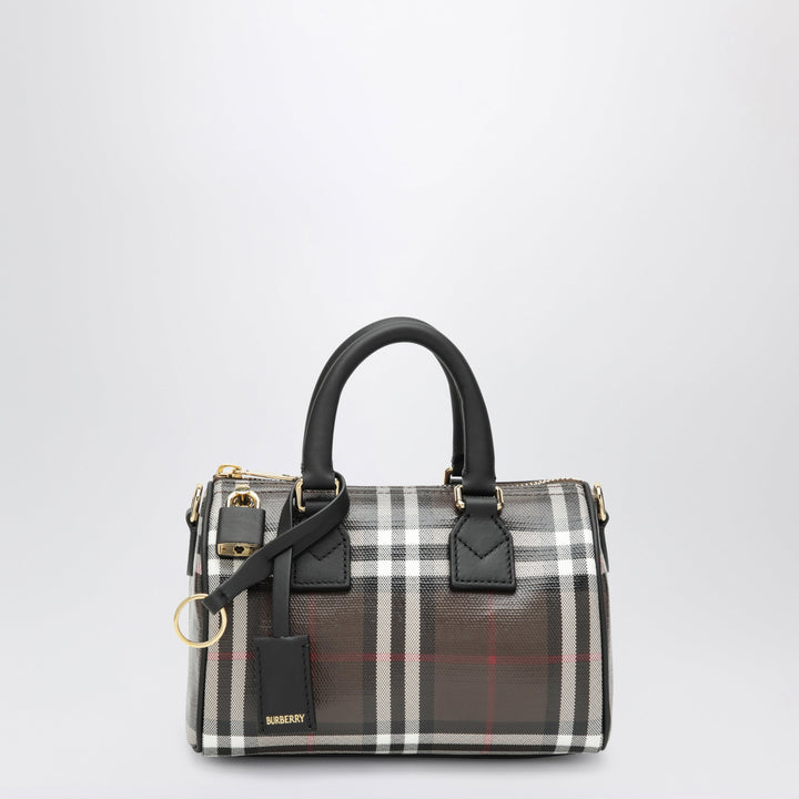 Burberry Mini Check Brown Cotton Bowling Bag