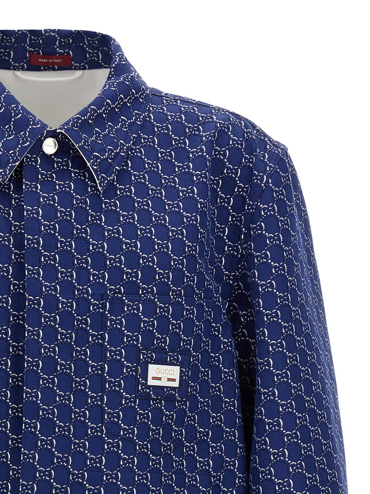 Gucci Gg Shadow Puffer Jackets - Blue | 05a05a1c07690e74fa8fcb020729ff75bac94aa7