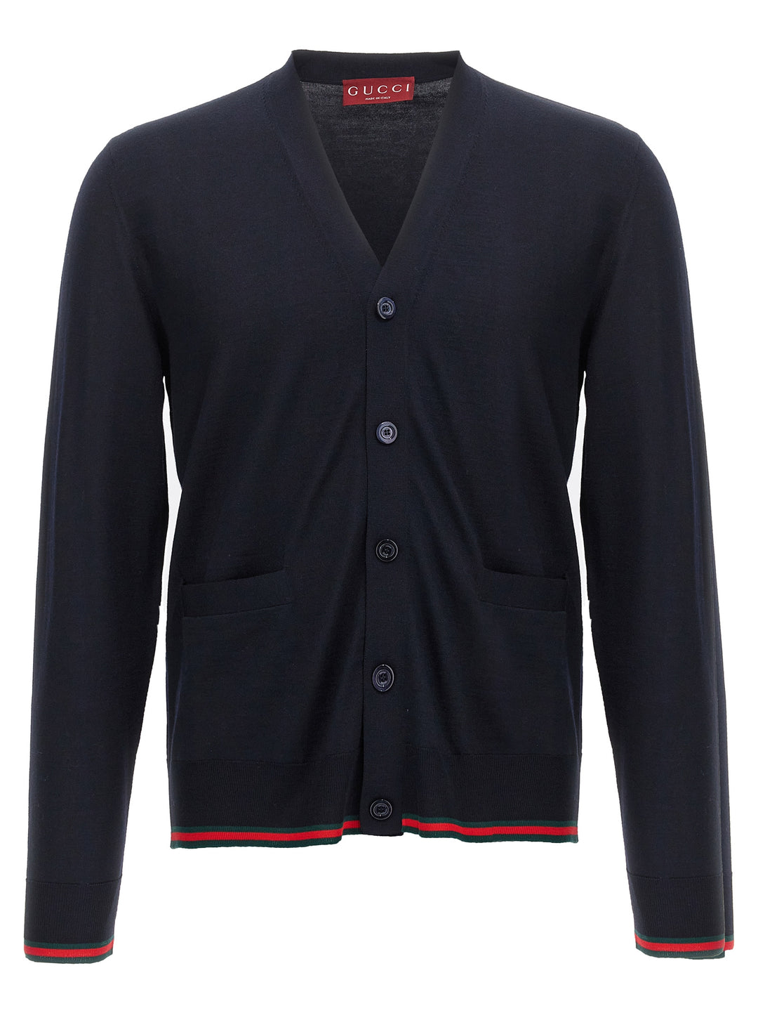 Gucci Web Ribbon Cardigan Sweaters and Cardigans - Blue | 357ca1cd93e6d17ec8ab2094d9b0a93a00c2ccae