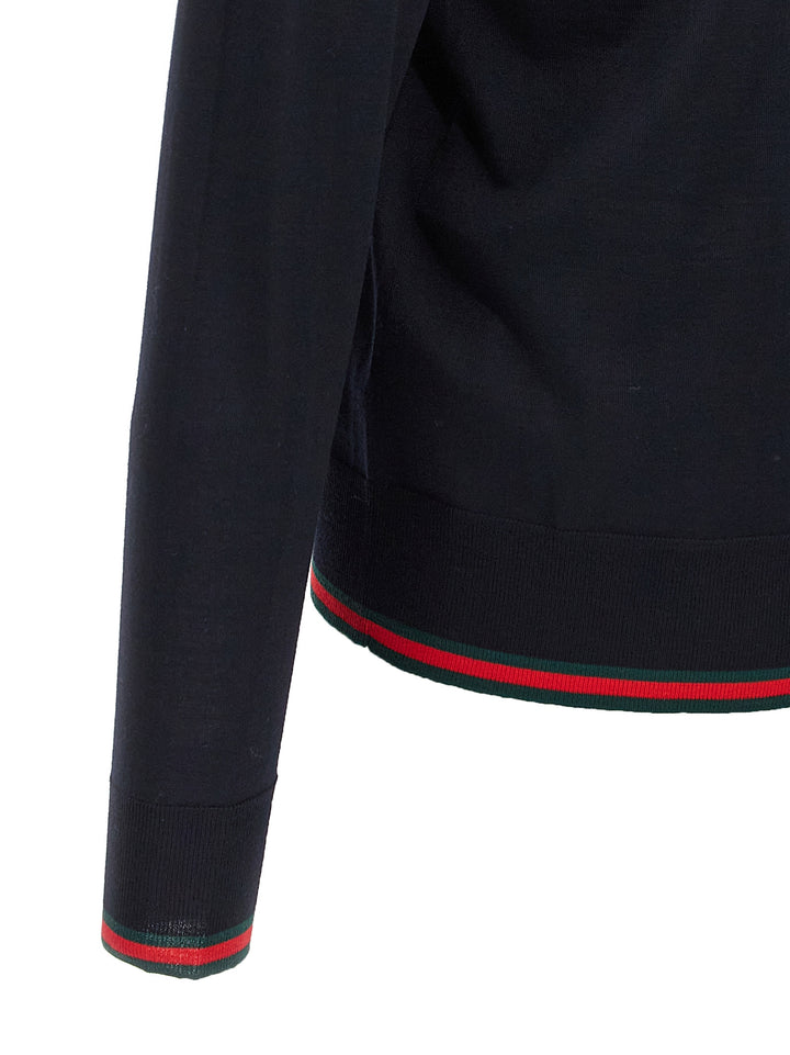 Gucci Web Ribbon Cardigan Sweaters and Cardigans - Blue | 0321cb536d5baa724aad949f7bba26801dc51ffd