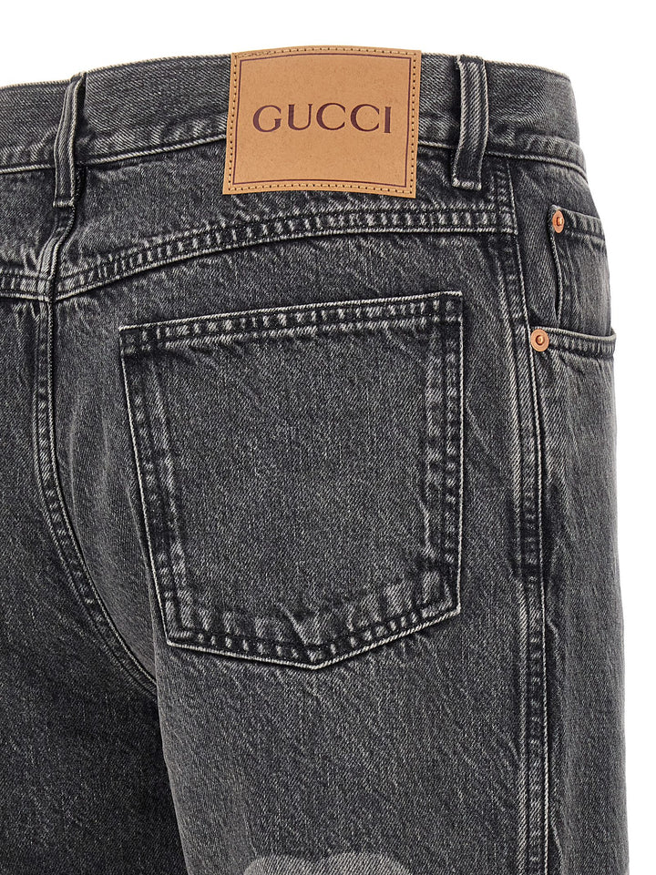 Gucci Lasered Double G Jeans - Gray | 81fd7e6650e0c340e3add5ffd965b71ab1d4cce3