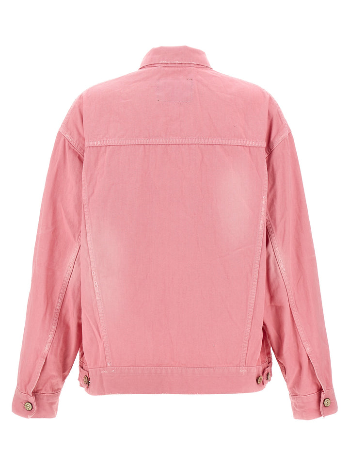 Logo Embroidery Jacket Casual Jackets, Parka Pink