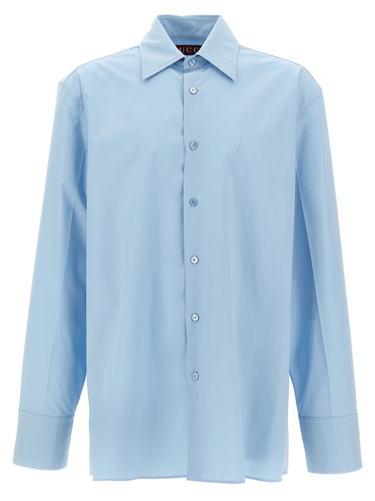 Embossed Logo Shirt Shirt And Blouse Light Blue