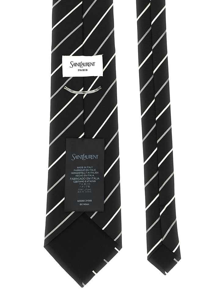 Saint Laurent Striped Tie Ties and Papillon - Black | 312d1c2dda344de3754996b87c34773b269f10a5