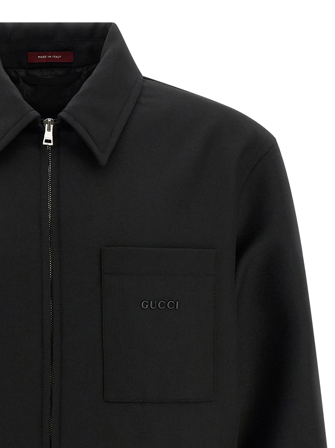 Gucci Wool Overshirt Puffer Jackets - Black | 177e069772cfd8766ca24b0461f2eaec724b7a2a