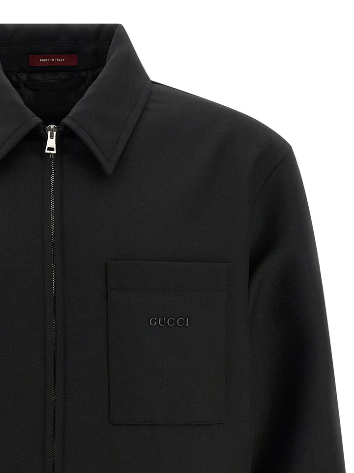 Gucci Wool Overshirt Puffer Jackets - Black | 177e069772cfd8766ca24b0461f2eaec724b7a2a