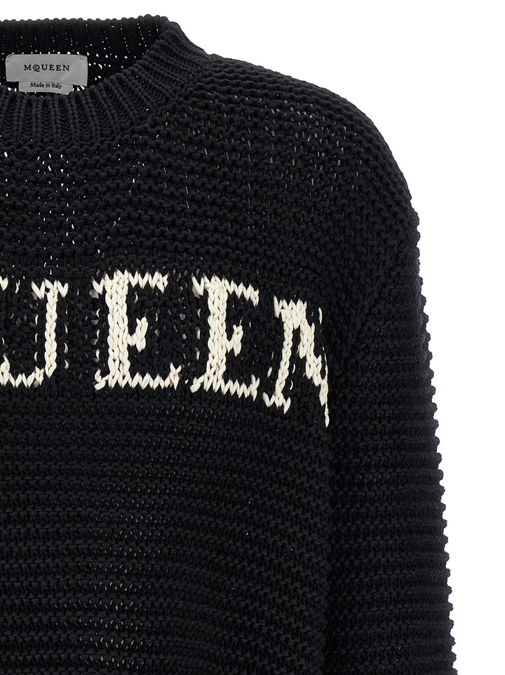 Mcqueen Logo Sweater Sweaters and Cardigans - White/Black | d80329987a786d60549aacc22334ea4e3bdd16f5
