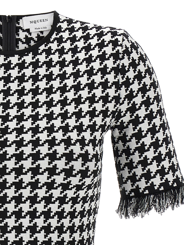 Mcqueen Houndstooth Dress Dresses - White/Black | b1f04a193ddfd13b13b7821846337f7ea865e663