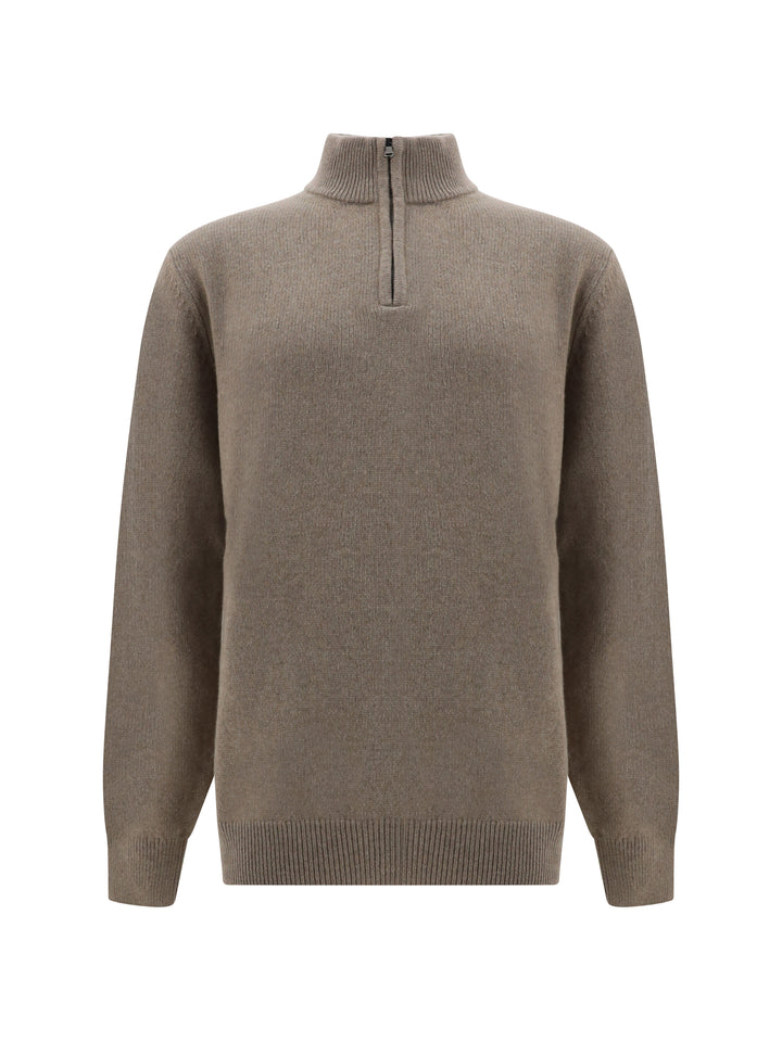 H-NECK MEZZA ZIP PURO CASHMERE