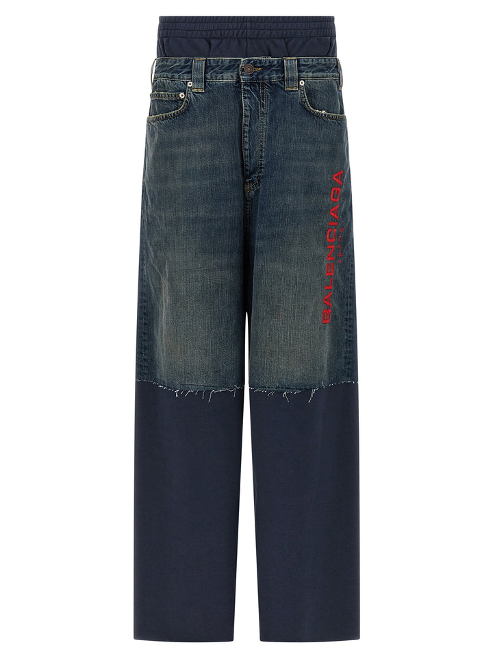 Balenciaga Jeans Insert Joggers Pants - Blue | 606a90f3a46d290e5c4cdc507555cb9702672a01