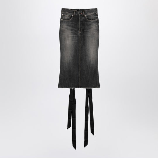 Skirt With Laces In Smoky Grey Denim