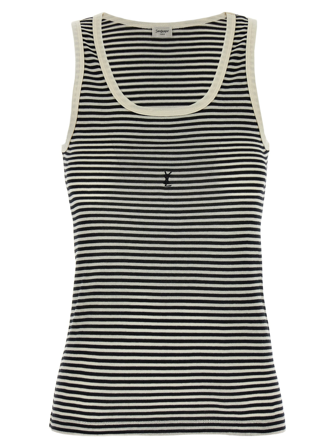 Saint Laurent Cassandra Tank Top Tops - White/Black | 32e340b00f4ceedd39e1a0432d539839df41d92c