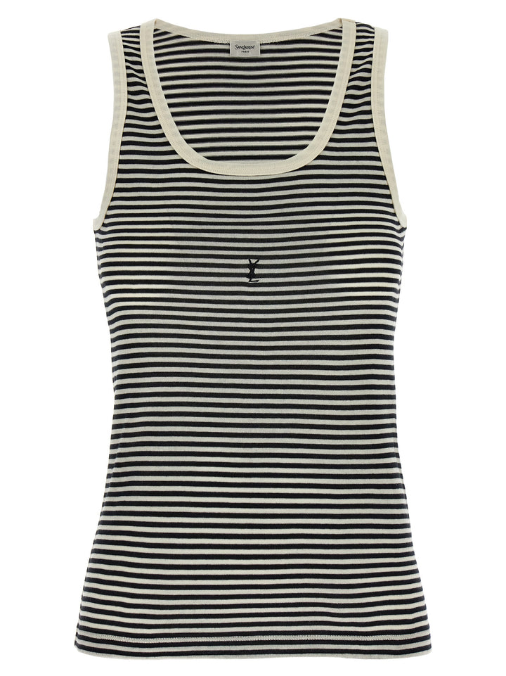 Saint Laurent Cassandra Tank Top Tops - White/Black | 32e340b00f4ceedd39e1a0432d539839df41d92c