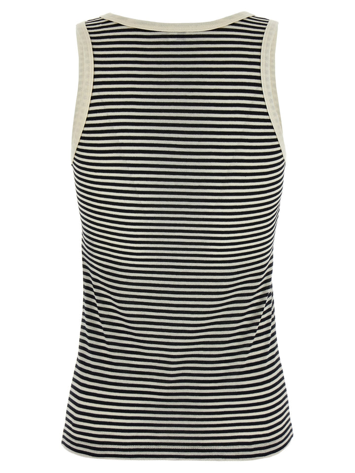 Saint Laurent Cassandra Tank Top Tops - White/Black | 716bca6f8170fe92889106e0dd4c2d9d03a64eaa