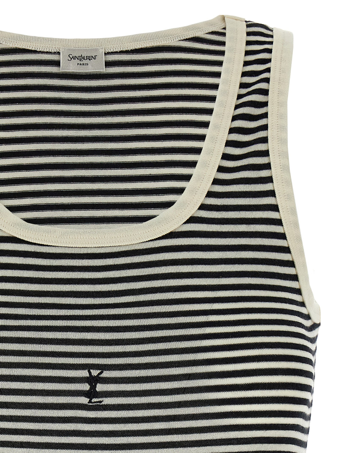 Saint Laurent Cassandra Tank Top Tops - White/Black | fb97c998edf31997a128795ef8498b3082f3b001