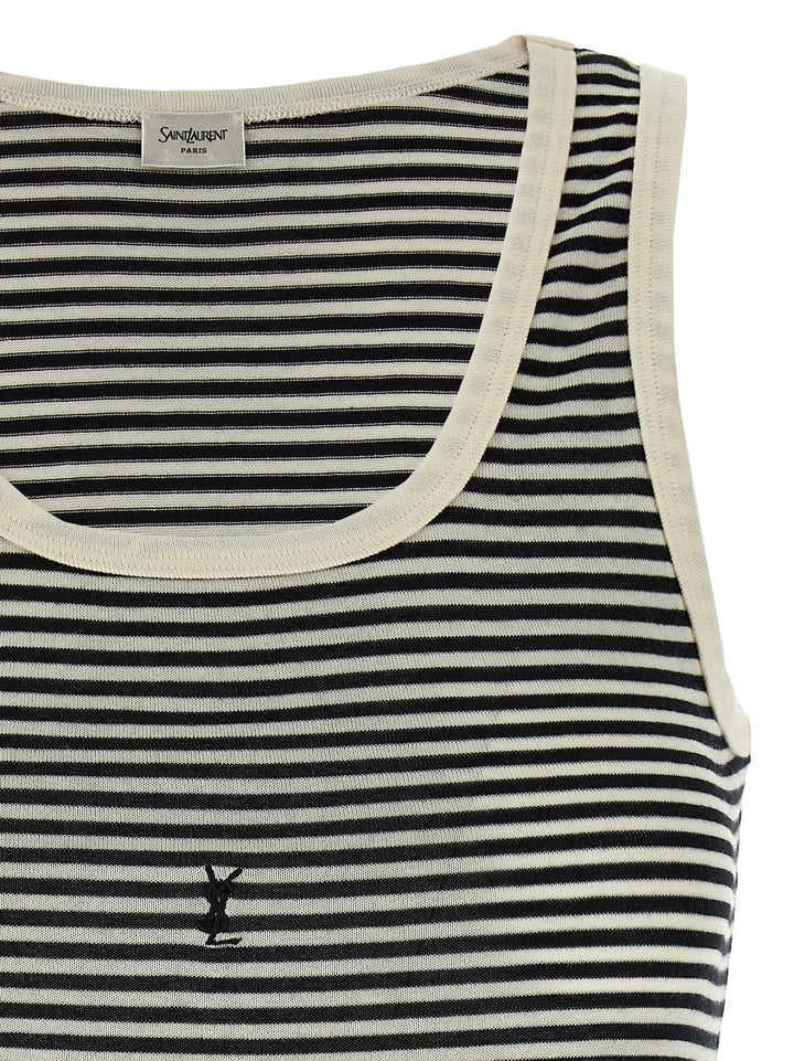 Saint Laurent Cassandra Tank Top Tops - White/Black | fb97c998edf31997a128795ef8498b3082f3b001