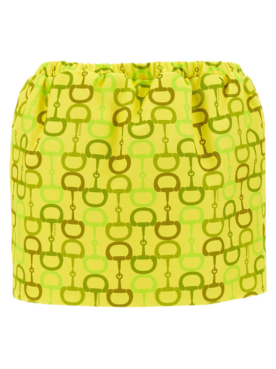 Horsebit Print Skirt Skirts Yellow