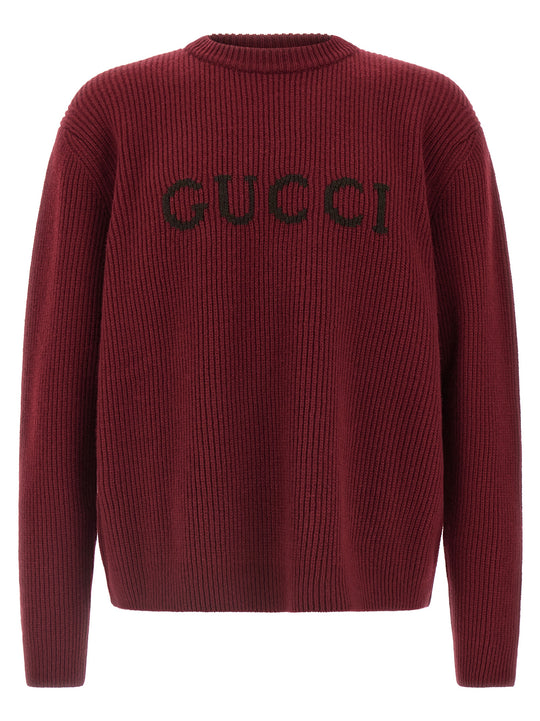 Gucci Intarsia Sweater Sweaters And Cardigans Bordeaux