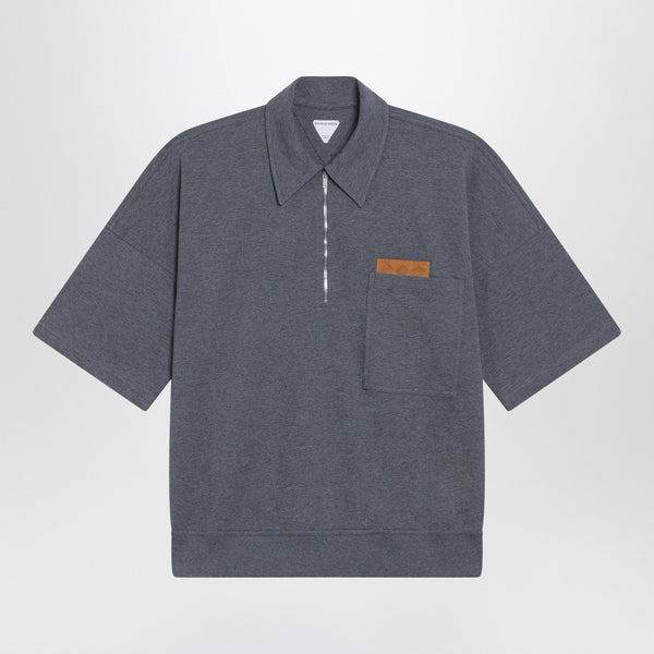 Dark Grey Polo Shirt With Intrecciato Detail