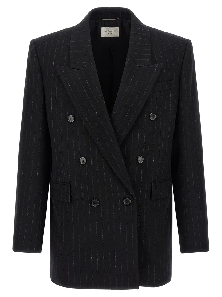 Saint Laurent Pinstripe Blazer - Black | a61deeee468f9b566dfd667217020583985f7df6