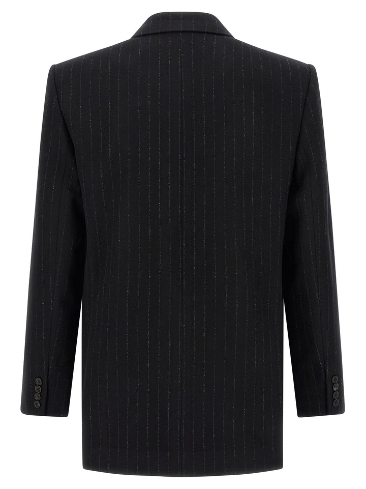 Saint Laurent Pinstripe Blazer - Black | c3108e13517bda7ec869cf9e1f268ddfe0ac9eda