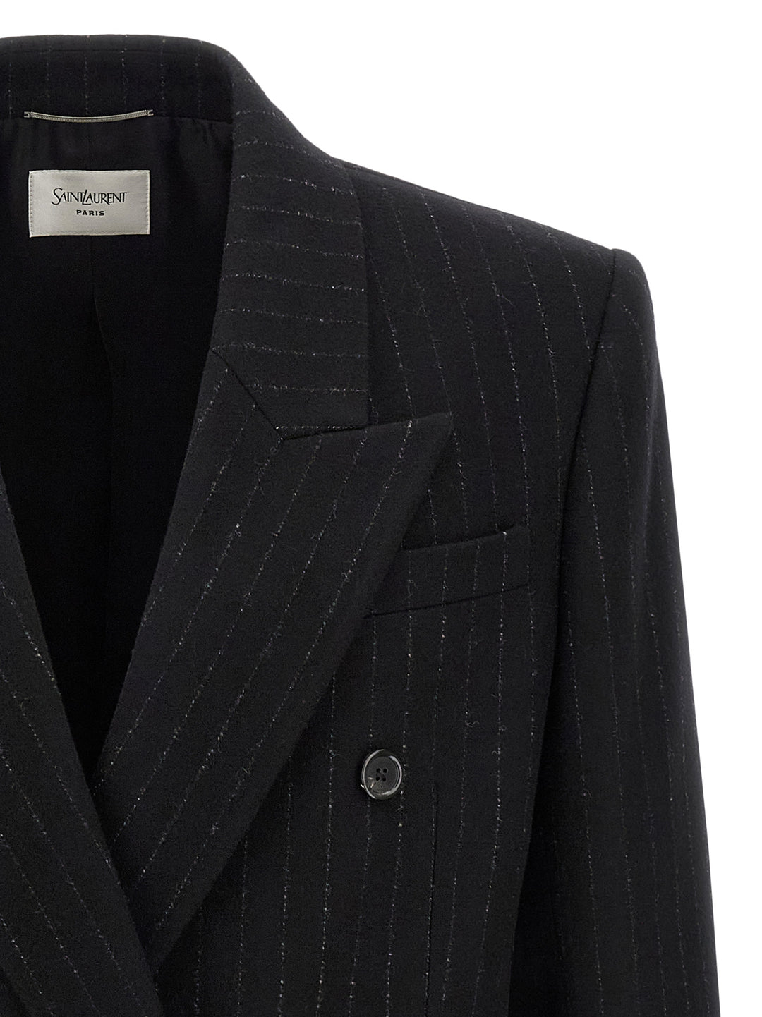 Saint Laurent Pinstripe Blazer - Black | 174da1d72bdb799d010702c110831d3c7018e7f0