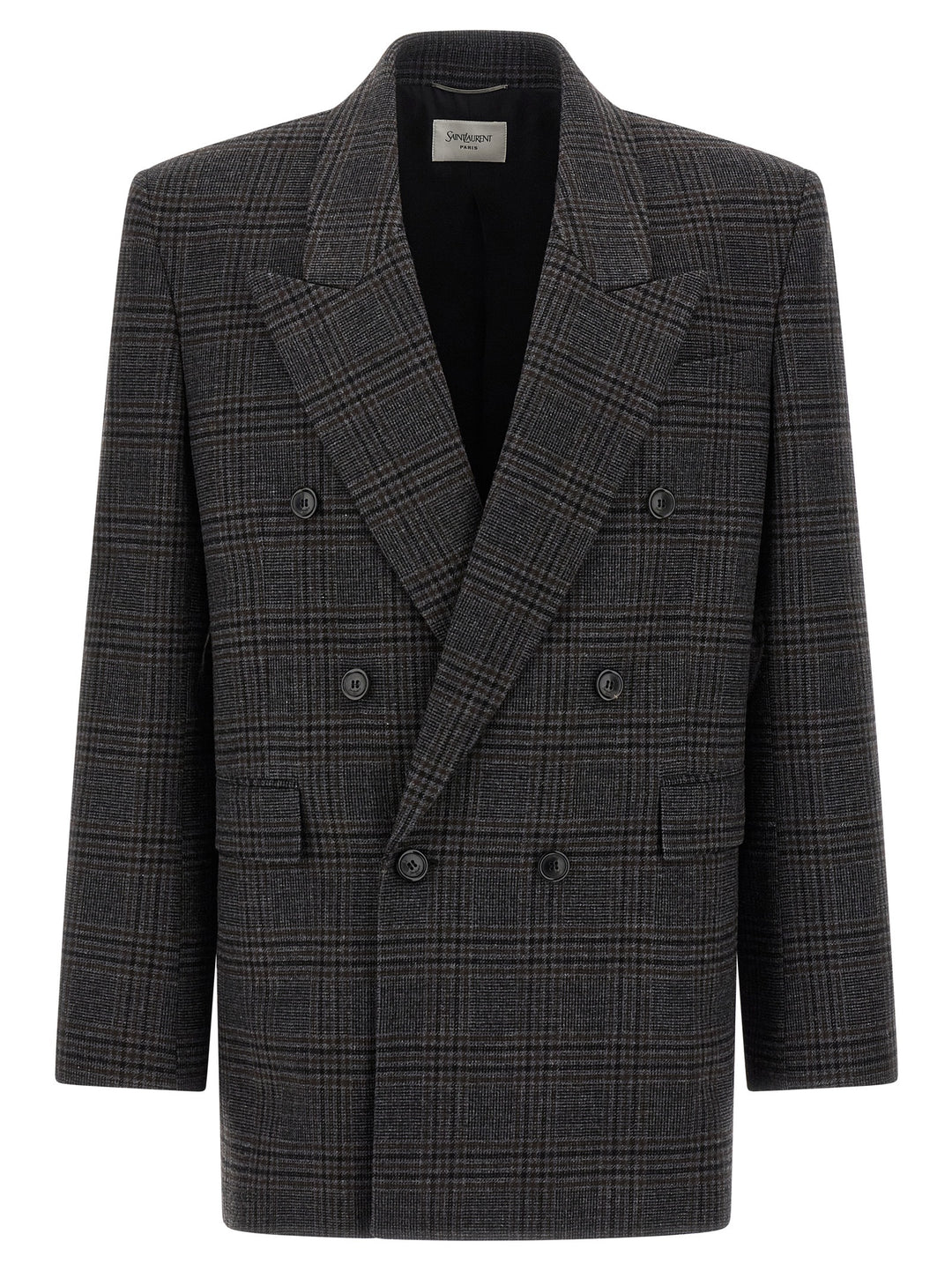 Saint Laurent Double-Breasted Blazer - Brown | 31dd73157aaf6916eabfa23c483af006acf6539e