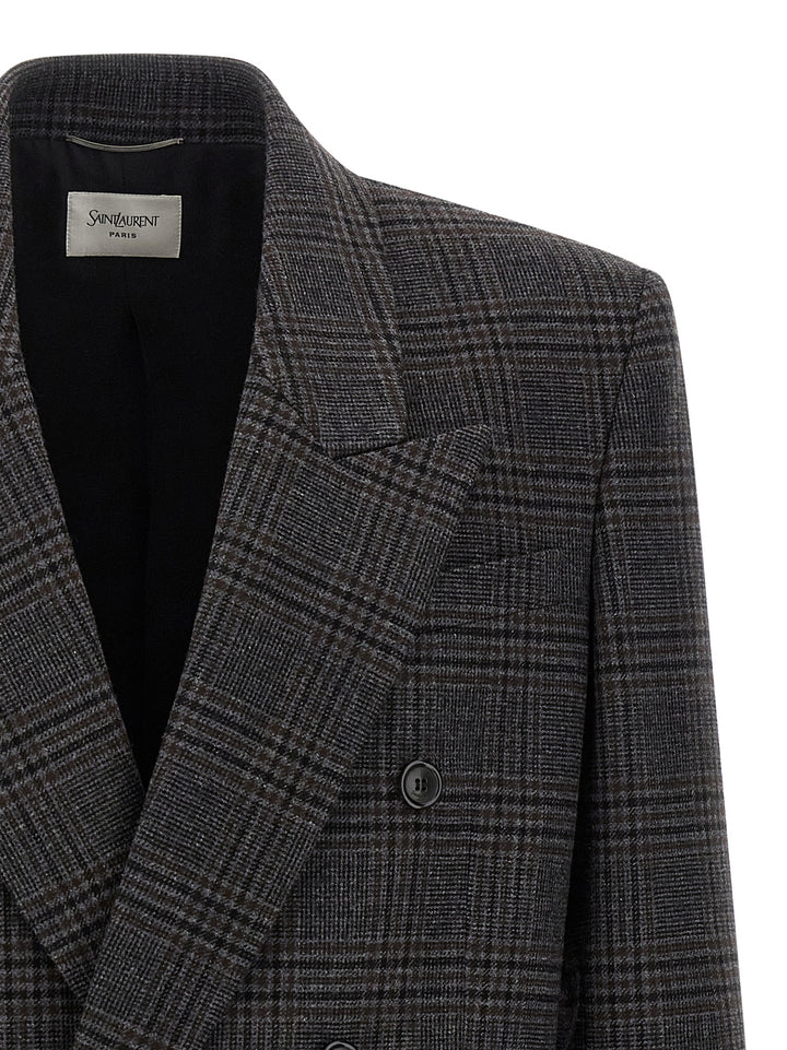 Saint Laurent Double-Breasted Blazer - Brown | b7e4dd324a1ca0a6d1f38090d34f3dc3090e671c