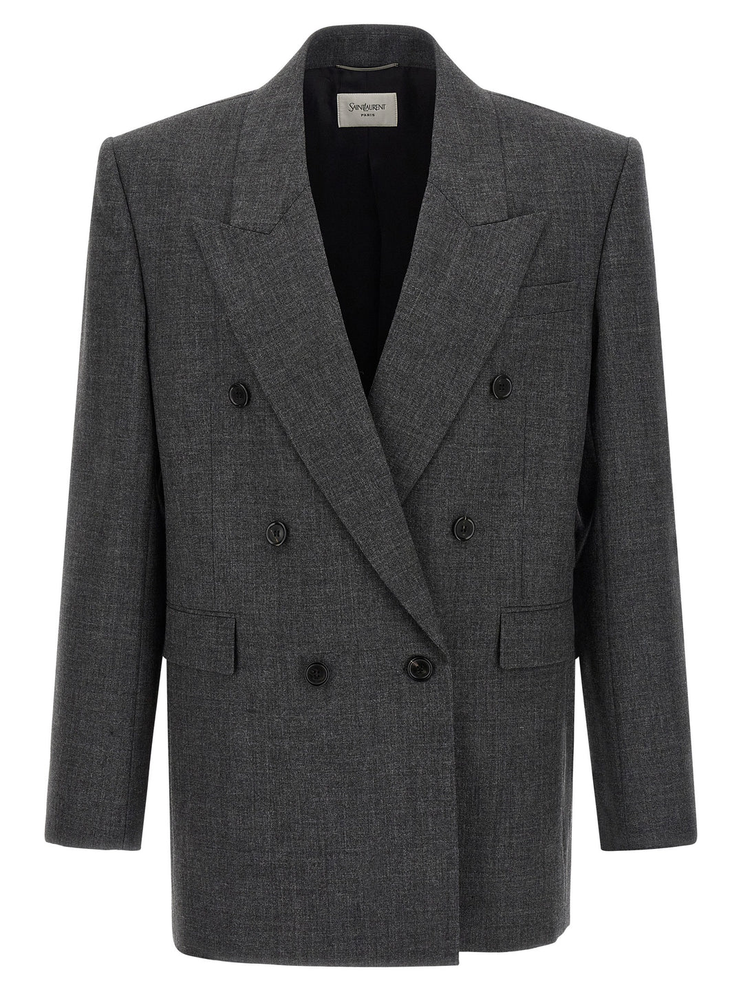 Saint Laurent Double-Breasted Blazer - Gray | afe2152fd03ce2e68ac5f82832d6ab8b2504863b