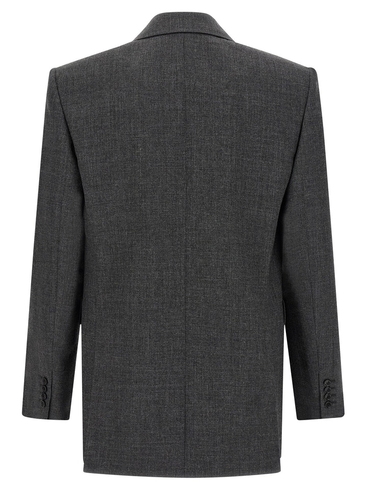 Saint Laurent Double-Breasted Blazer - Gray | 12af7c8f8d0834d2803edfea53d479813a7bd3a7