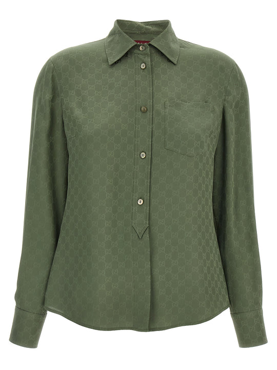 Gg Silk Shirt Shirt And Blouse Green