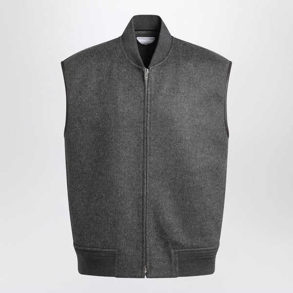 Grey Wool Zip-Up Vest