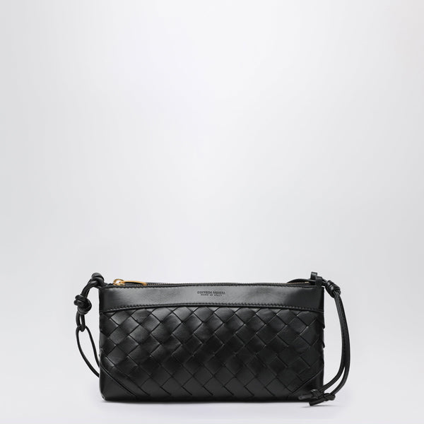 Double Patch Black Leather And Intrecciato Bag