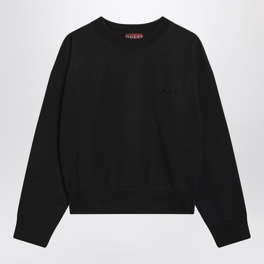Black Sweatshirt With Horsebit Embroidery