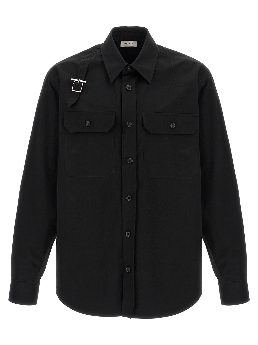Mcqueen Harness Utility Shirt and Blouse - Black | 7d1cabb4bee388f423bc1fdef30bb3bb8404cbb9