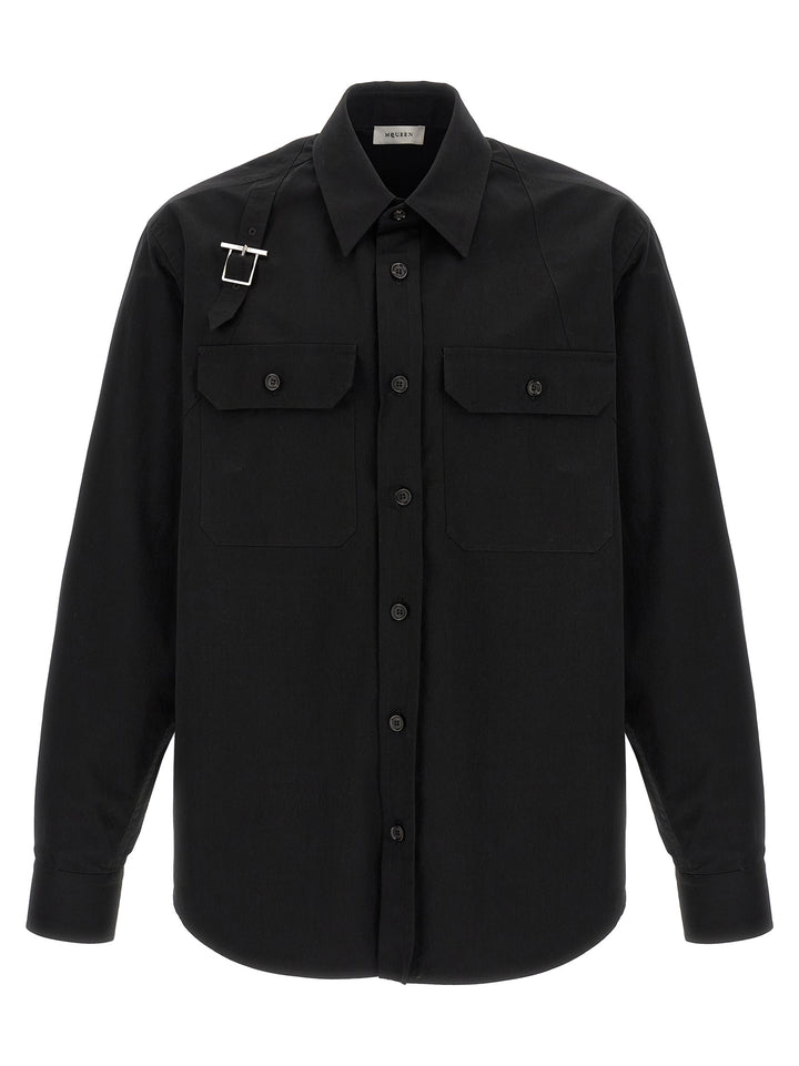 Mcqueen Harness Utility Shirt and Blouse - Black | 7d1cabb4bee388f423bc1fdef30bb3bb8404cbb9