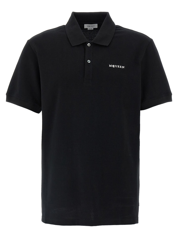 Mcqueen Logo Embroidery  Shirt Polo - White/Black | 36404c06ddeadc76d1d5b606cea4a9d0d83f6b09